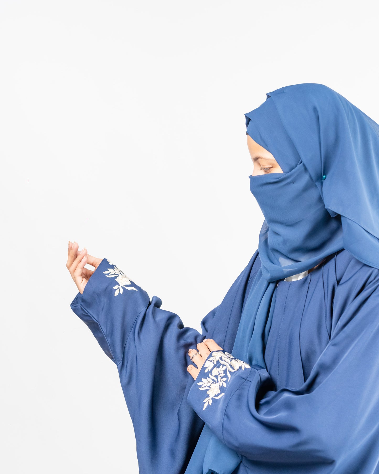 Yusra || Embroidered Blue Abaya || Nida Fabric