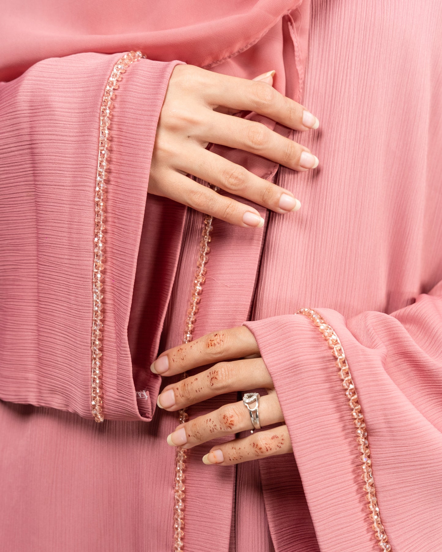 Abeeha | Mauve Pink Abaya || Crinkle Nida Fabric