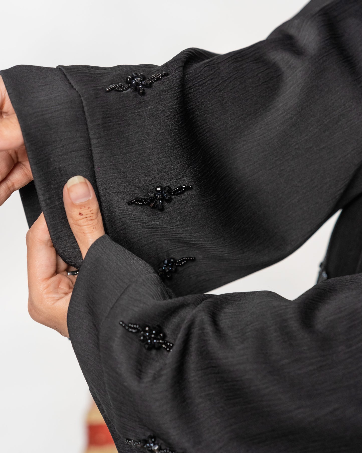 Ruba || Mid-Night Black Abaya || Crinkle Nida Fabric