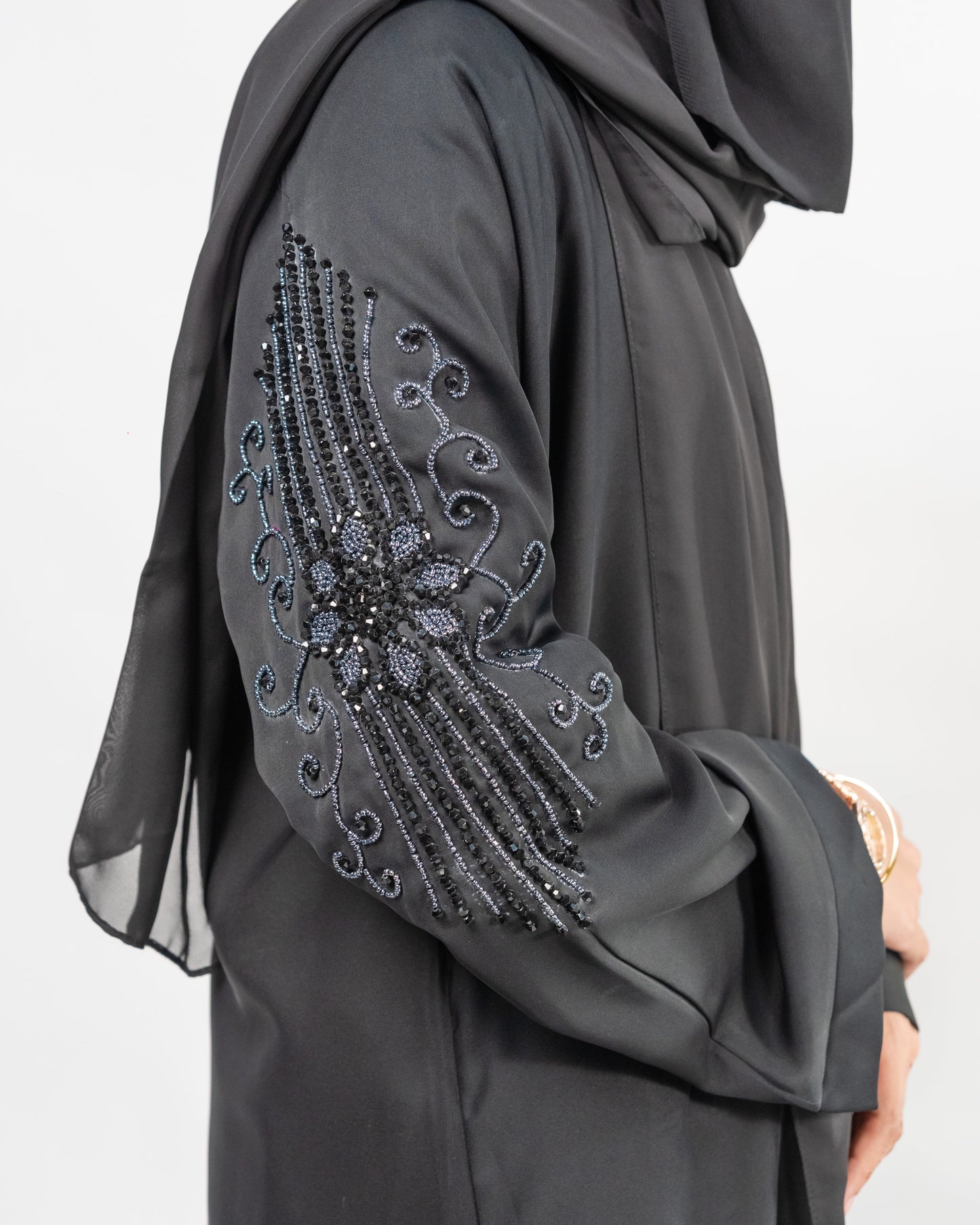 Paras || Beaded-Crafted Abaya || Nida fabric