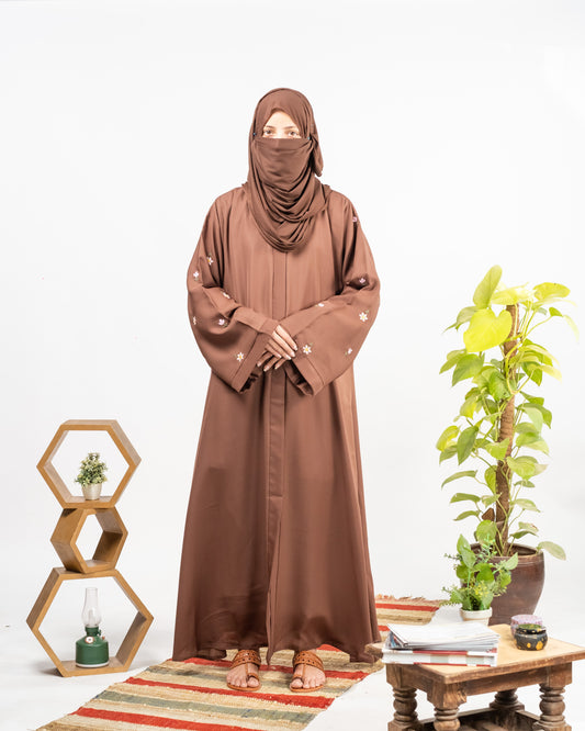 Wania || Mocha Brown Abaya || Nida Fabric